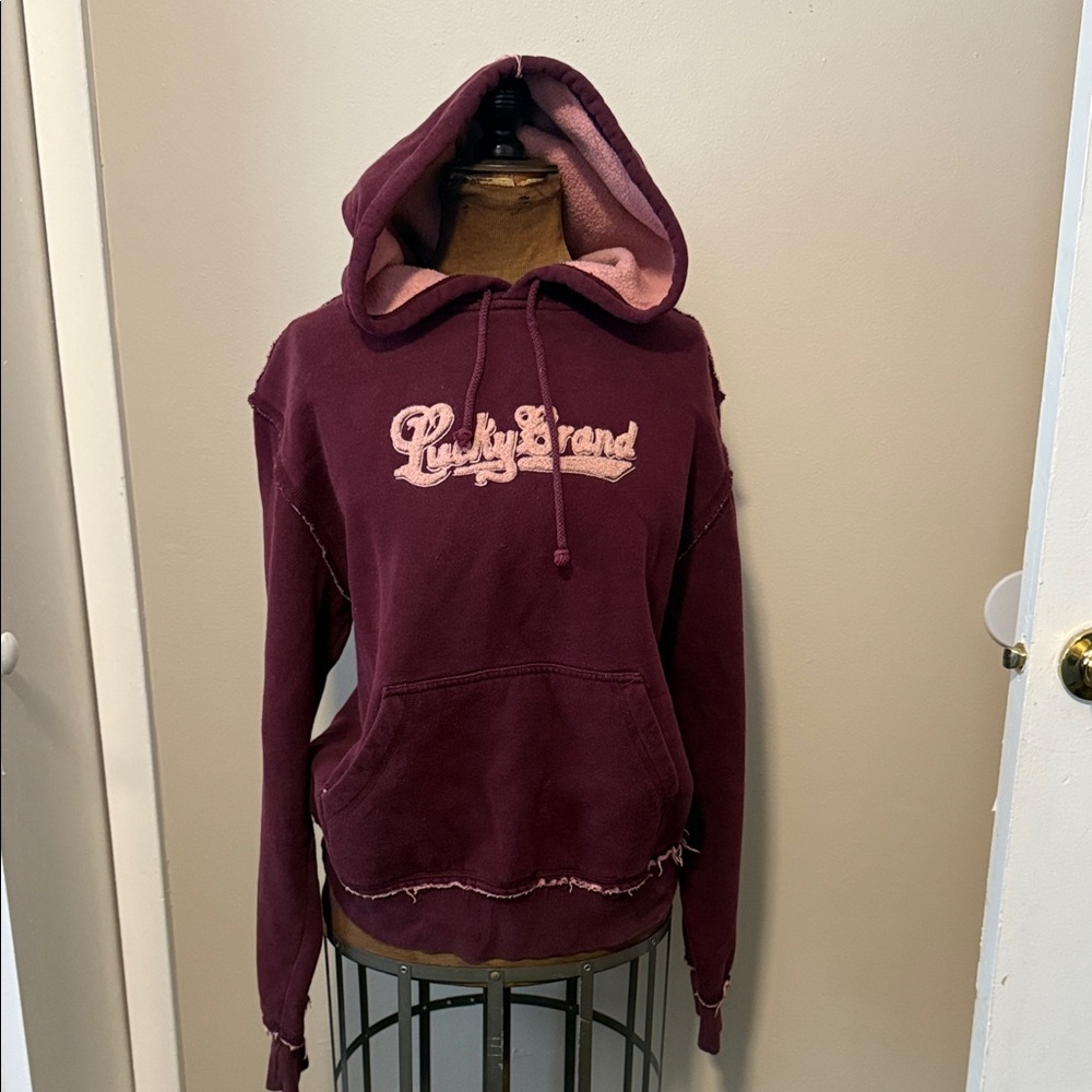 Lucky Brand Maroon Hoodie with Pink Details